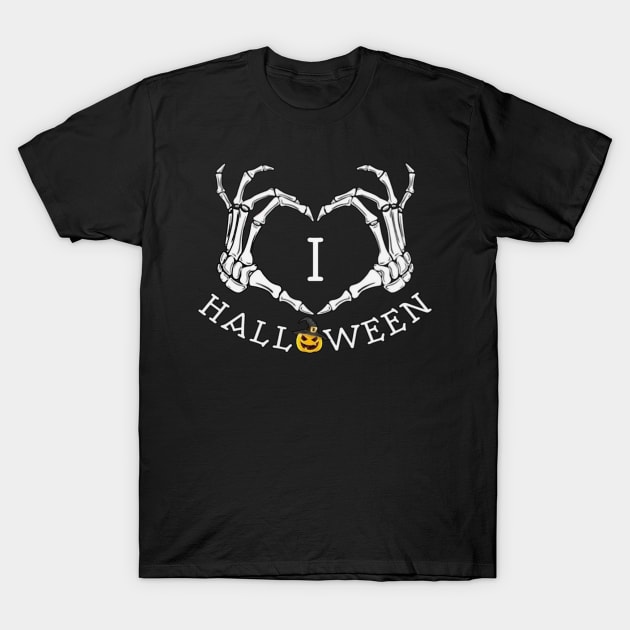 Skeleton Hands Love Heart Sign Bones Costume Funny Halloween T-Shirt by webster